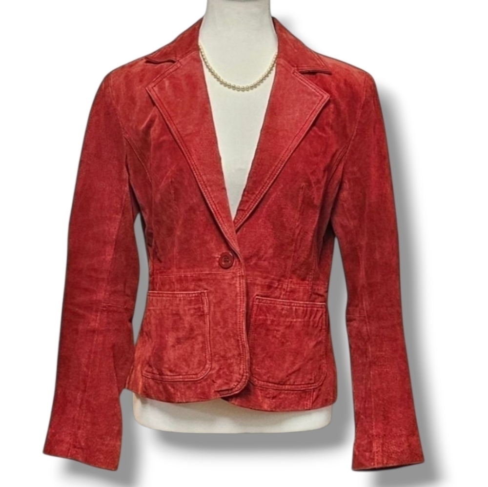 NEW YORK & COMPANY (STYLE.CN040071) GENUINE LEATHER SUEDE SINGLE BREASTE… - Picture 2 of 16
